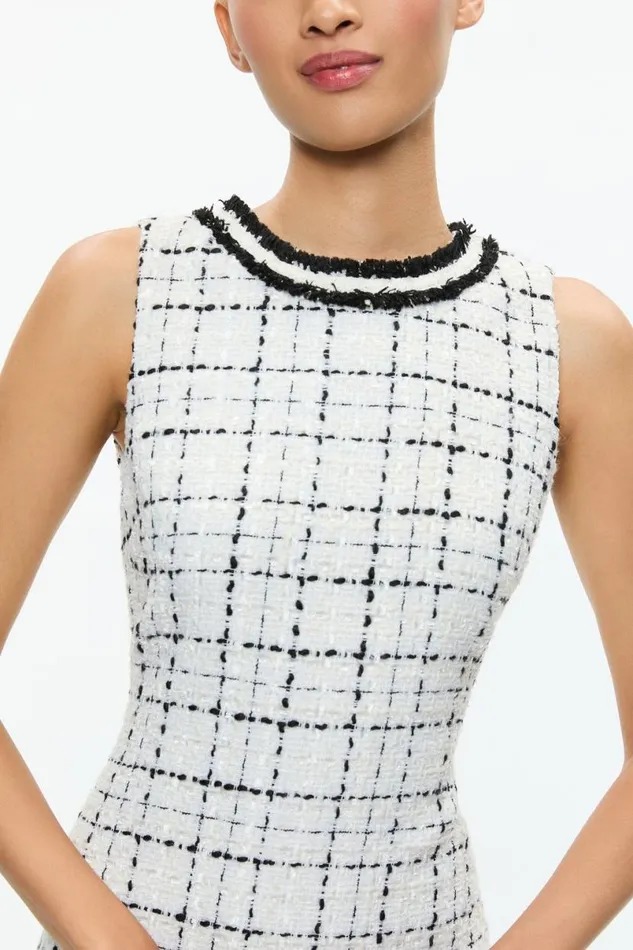 Alice Olivia Coley Mini Dress Off Whiteblack Women Dresses