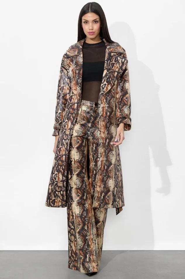 Alice Olivia Cristena Vegan Snake Pant Camelblack Snake Women Pants