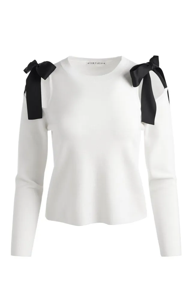 Alice Olivia Dara Pullover Ecrublack Women Sweaters