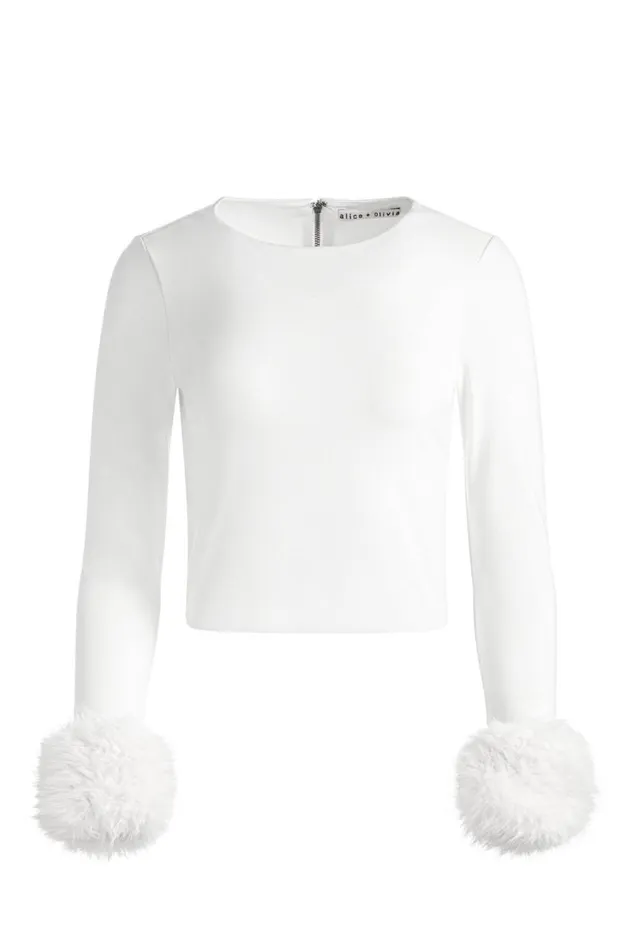Alice Olivia Delaina Top Off White Women Tops