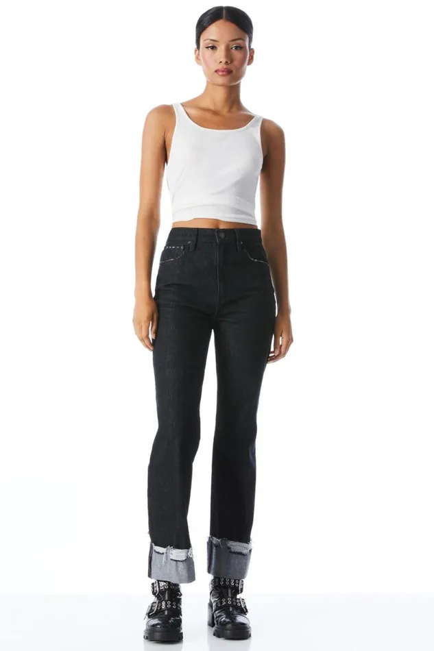 Alice Olivia Jemi Ribbed Tank Off White Women Tops