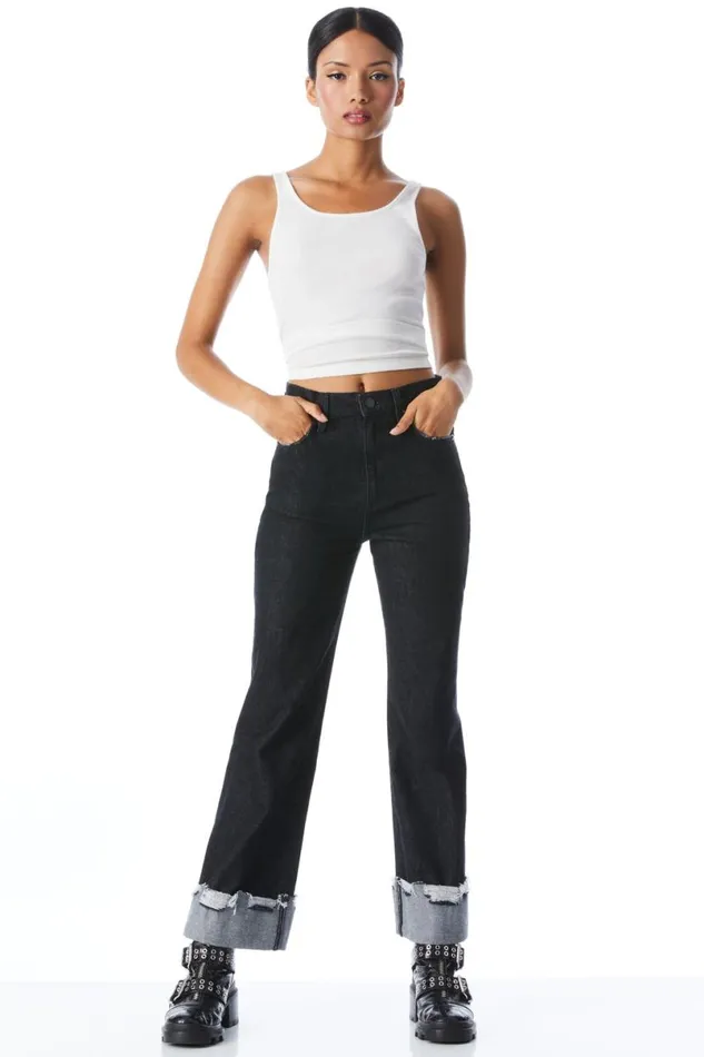 Alice Olivia Jemi Ribbed Tank Off White Women Tops