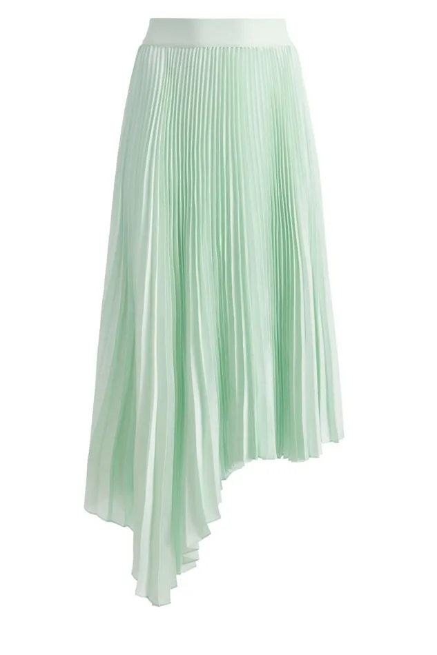 Alice Olivia Jenara Pleated Midi Skirt Sea Spray Women Skirts
