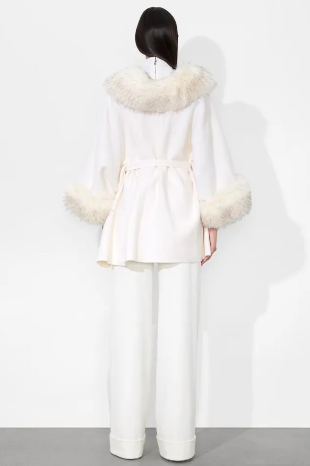 Alice Olivia Joanne Sweater Coat Ecru Women Outerwear