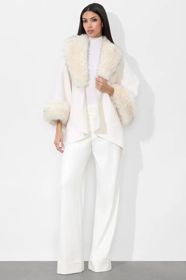 Alice Olivia Joanne Sweater Coat Ecru Women Outerwear