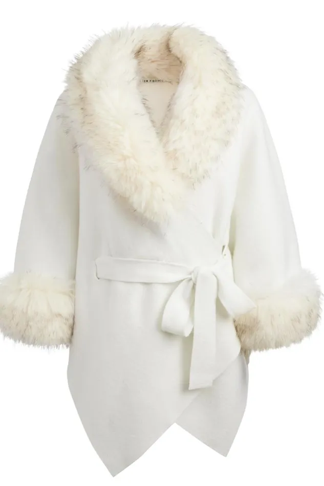 Alice Olivia Joanne Sweater Coat Ecru Women Outerwear