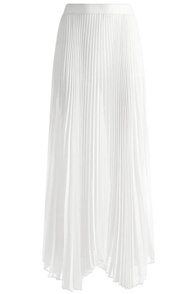 Alice Olivia Katz Pleated Maxi Skirt With Hot Pant Off White Women Skirts