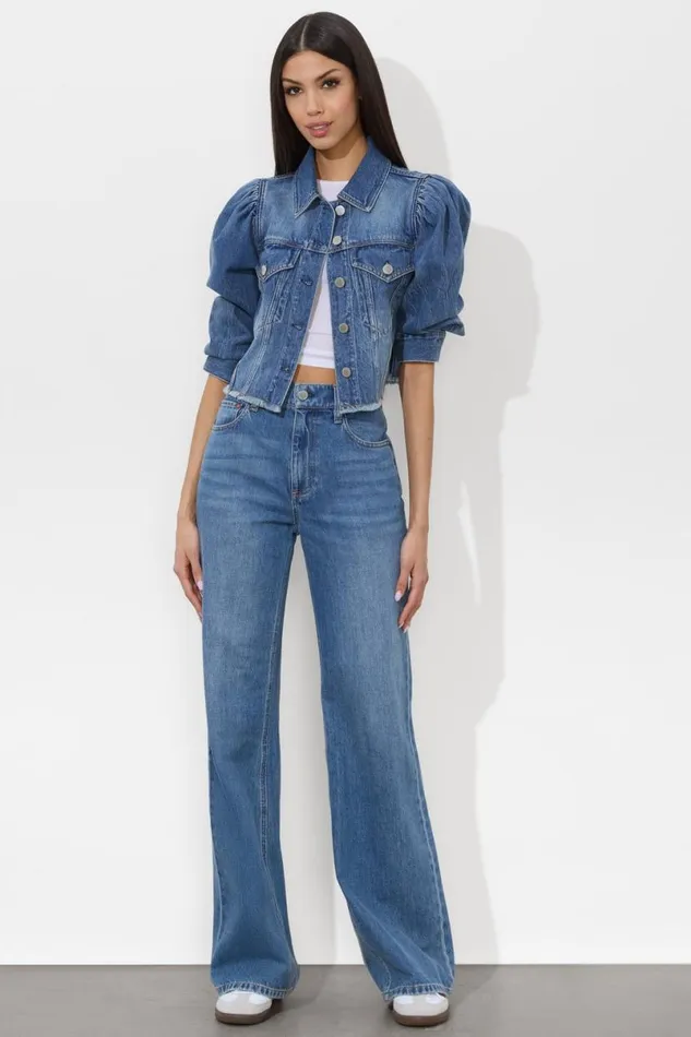 Alice Olivia Lana Denim Jacket Brooklyn Blue Women Outerwear