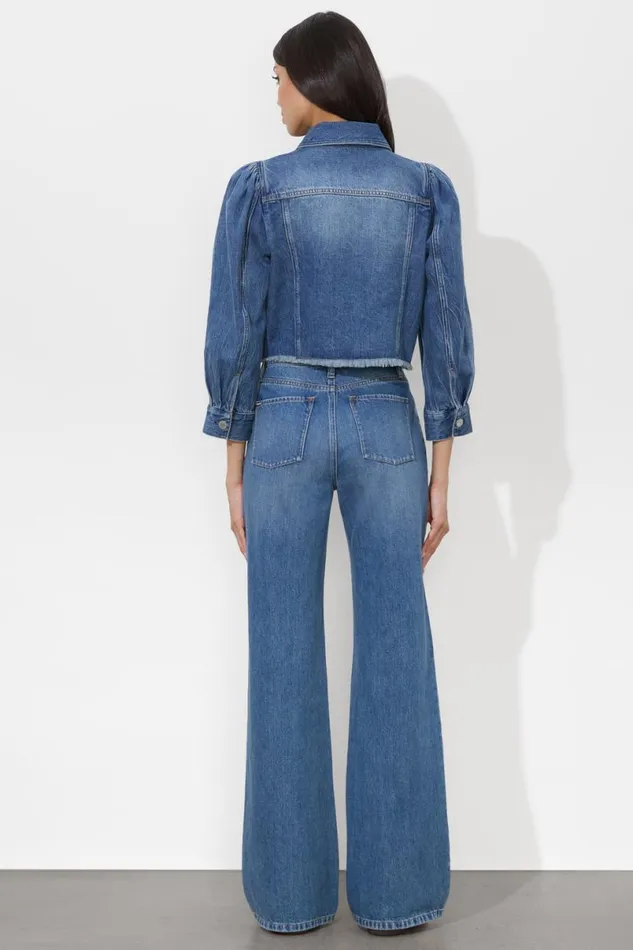 Alice Olivia Lana Denim Jacket Brooklyn Blue Women Outerwear