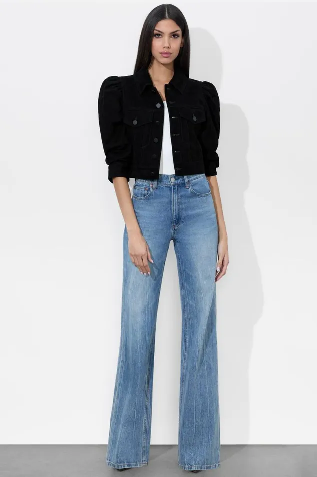 Alice Olivia Lana Suede Jacket Black Women Outerwear