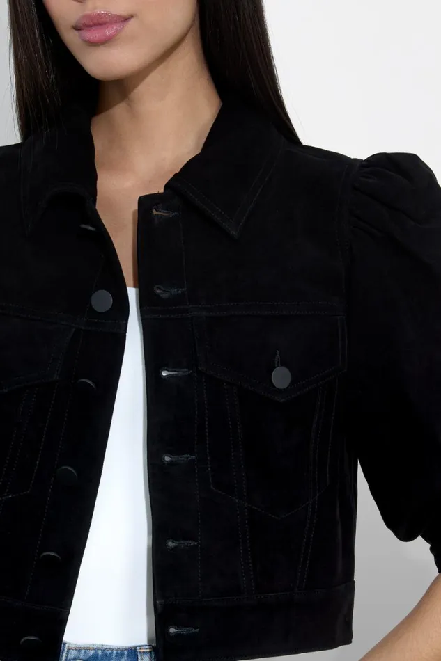 Alice Olivia Lana Suede Jacket Black Women Outerwear