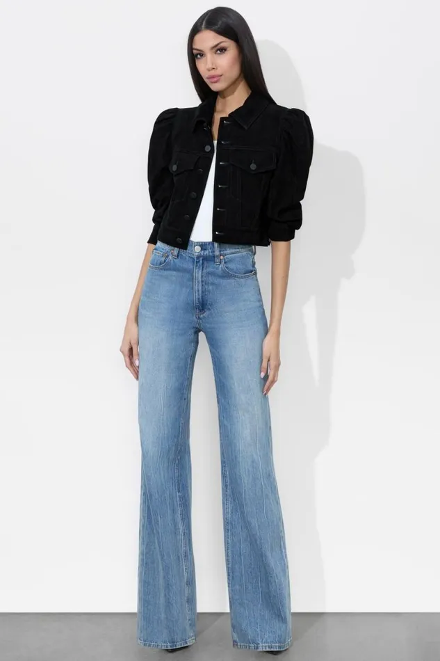 Alice Olivia Lana Suede Jacket Black Women Outerwear
