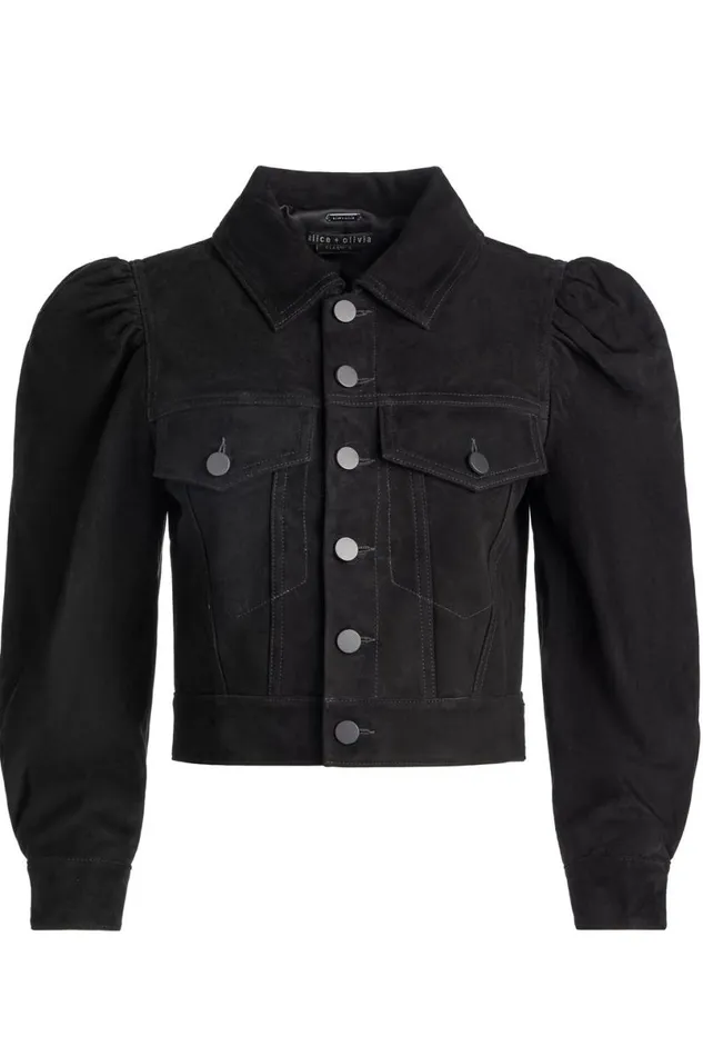 Alice Olivia Lana Suede Jacket Black Women Outerwear