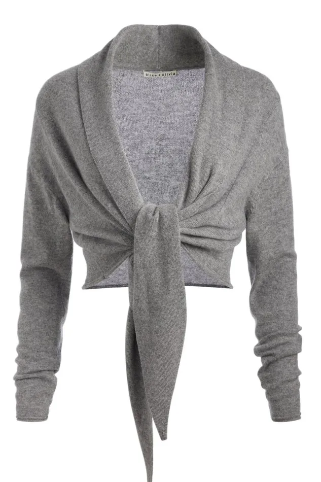 Alice Olivia Lanita Cardigan Medium Heather Grey Women Sweaters
