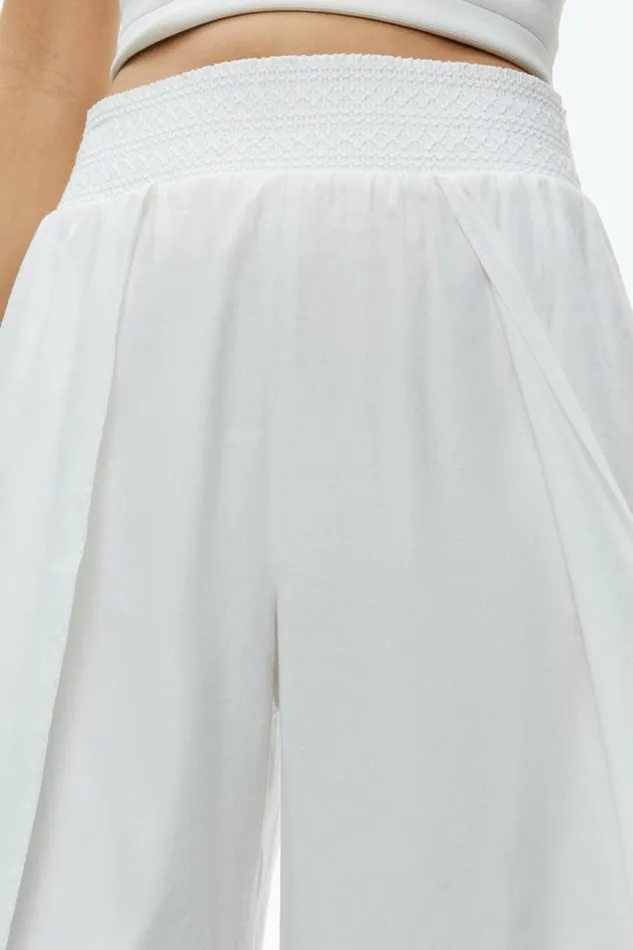 Alice Olivia Larissa Linen Pull Up Pant Off White Women Pants