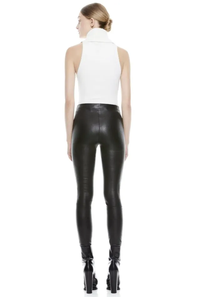 Alice Olivia Maddox Leather Legging Black Women Pants