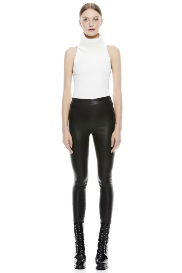 Alice Olivia Maddox Leather Legging Black Women Pants
