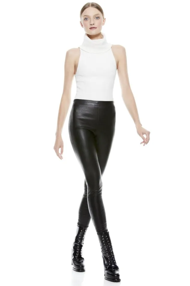 Alice Olivia Maddox Leather Legging Black Women Pants