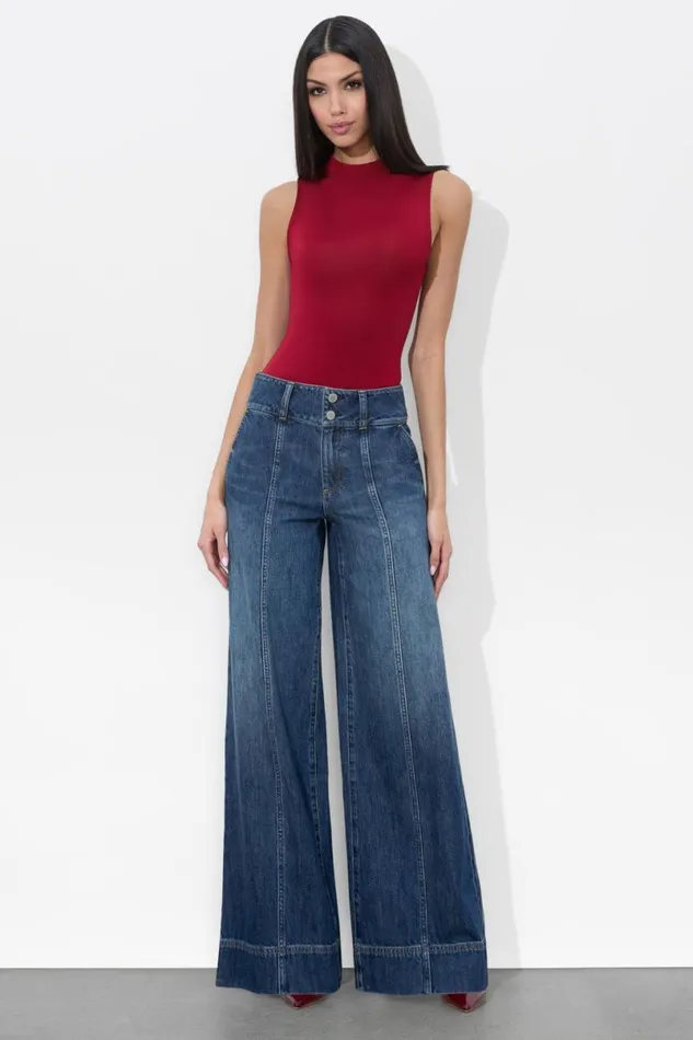 Alice Olivia Mame Wide Leg Jean Darby Vintage Blue Women Pants