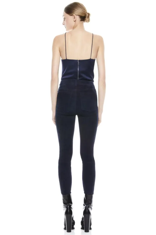Alice Olivia Mikah Suede Pant Navy Women Pants