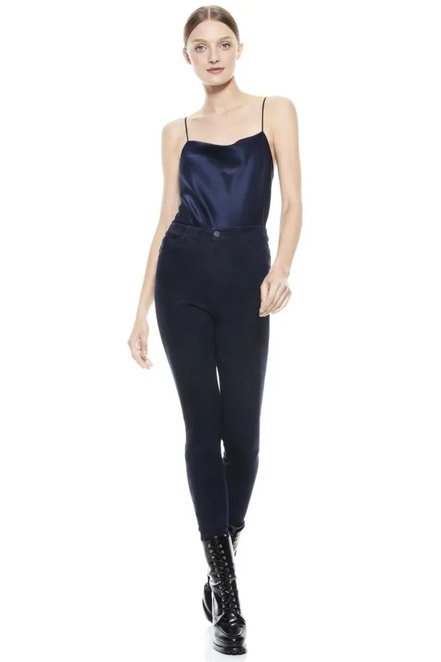 Alice Olivia Mikah Suede Pant Navy Women Pants