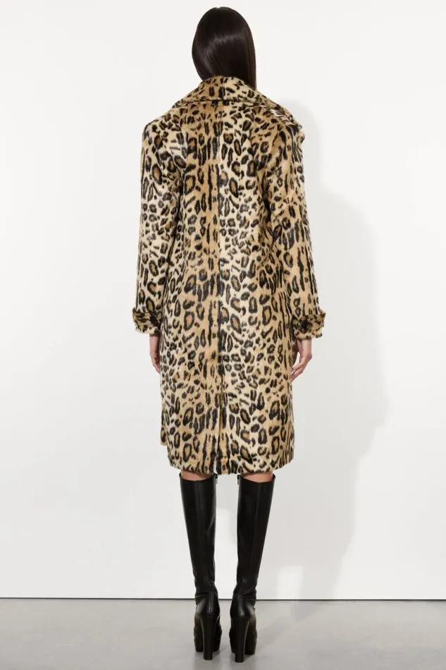 Alice Olivia Nicholas Faux Fur Coat Camelblack Jaguar Women Outerwear