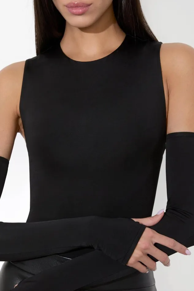 Alice Olivia Olea Sculpting Bodysuit Black Women Tops