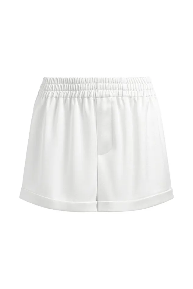 Alice Olivia Richie Cuffed Low Rise Boxer Short Off White Women Shorts