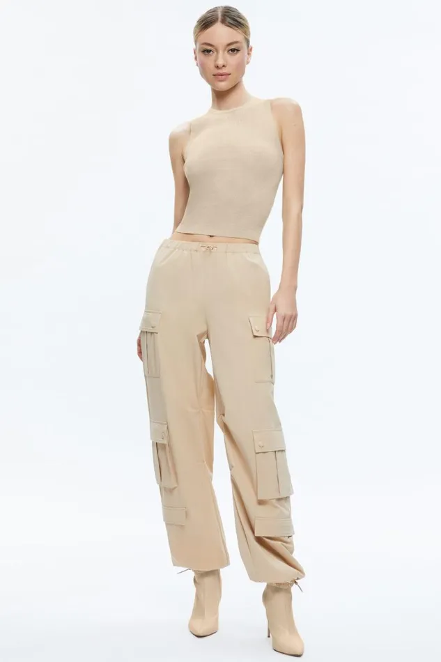 Alice Olivia Shara Parachute Cargo Pant Almond Women Pants