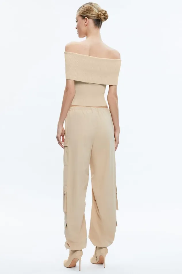 Alice Olivia Shara Parachute Cargo Pant Almond Women Pants