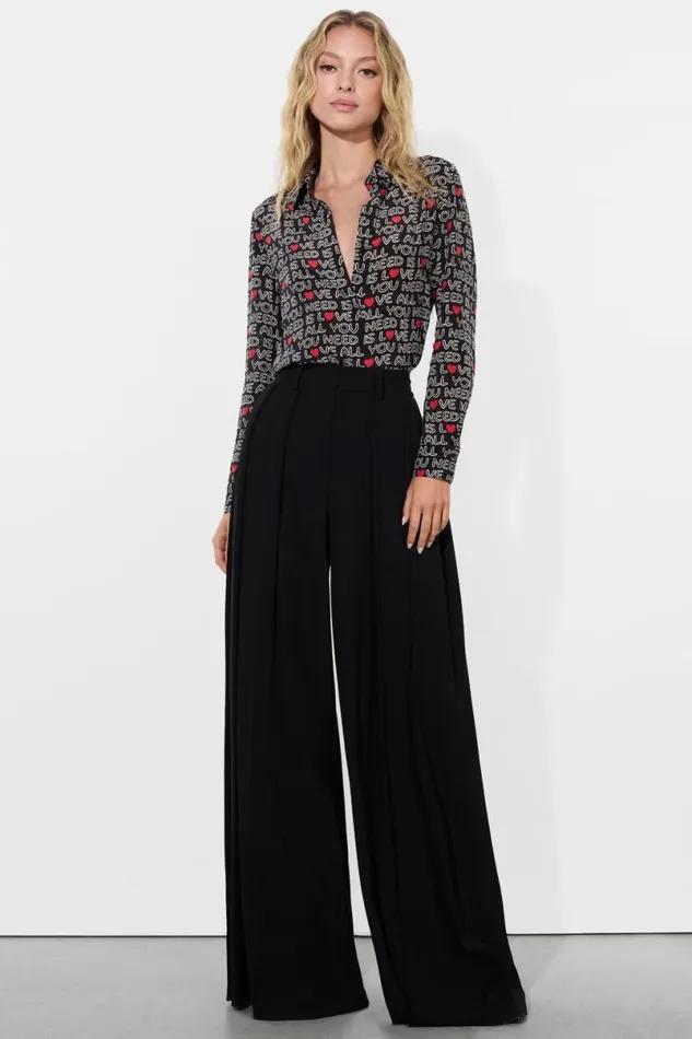 Alice Olivia The Beatles Willa Placket Top All You Need Is Love Women Tops