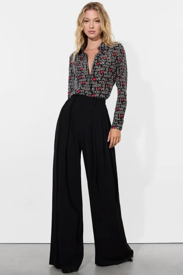 Alice Olivia The Beatles Willa Placket Top All You Need Is Love Women Tops
