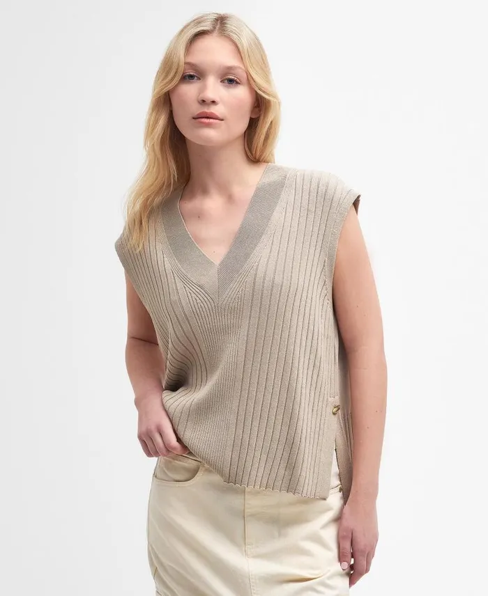 Alicia Sweater Vest Classic Beige Women Barbour Jumpers