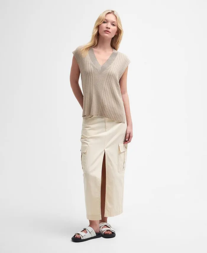 Alicia Sweater Vest Classic Beige Women Barbour Jumpers