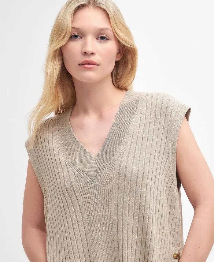 Alicia Sweater Vest Classic Beige Women Barbour Jumpers