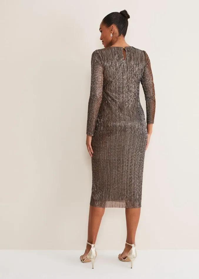Alix Plisse Dress Bronze Women Phase Eight Dresses