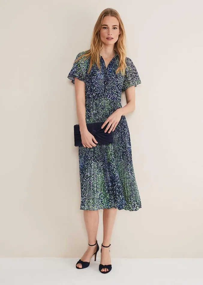 Amelia Ditsy Shirt Midi Dress Navymulti Women Phase Eight Dresses
