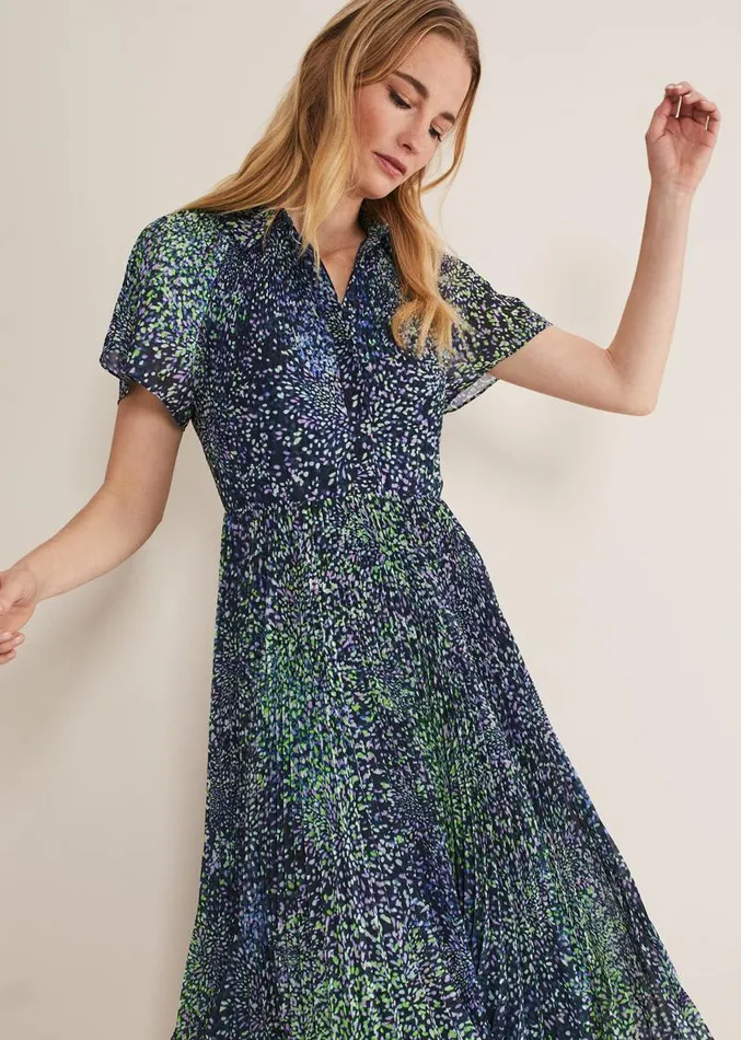Amelia Ditsy Shirt Midi Dress Navymulti Women Phase Eight Dresses