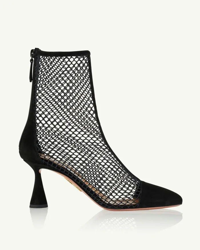 Amore Mesh Bootie 75 Black Women Aquazzura Booties Amore Mesh Bootie 75 Black Women Aquazzura Booties