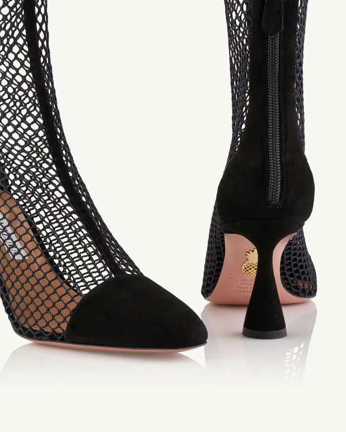 Amore Mesh Bootie 75 Black Women Aquazzura Booties Amore Mesh Bootie 75 Black Women Aquazzura Booties