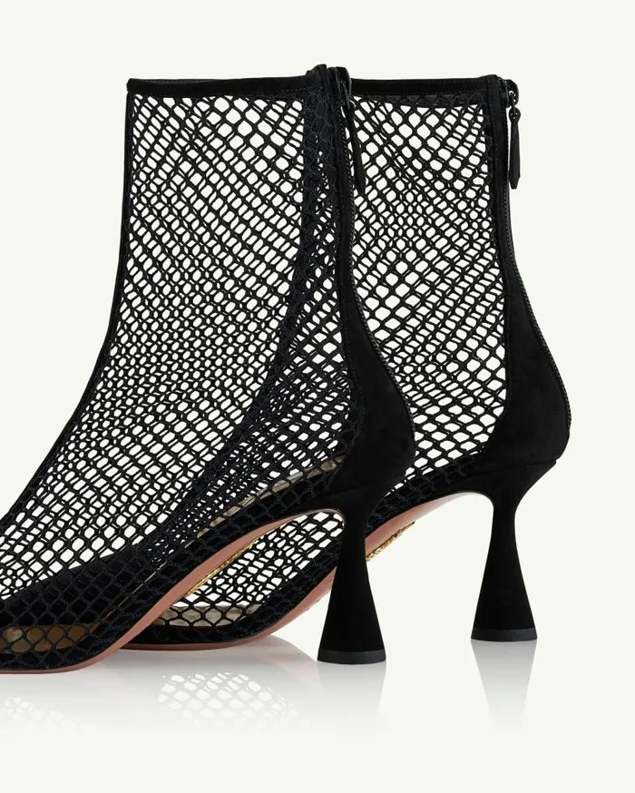 Amore Mesh Bootie 75 Black Women Aquazzura Booties Amore Mesh Bootie 75 Black Women Aquazzura Booties