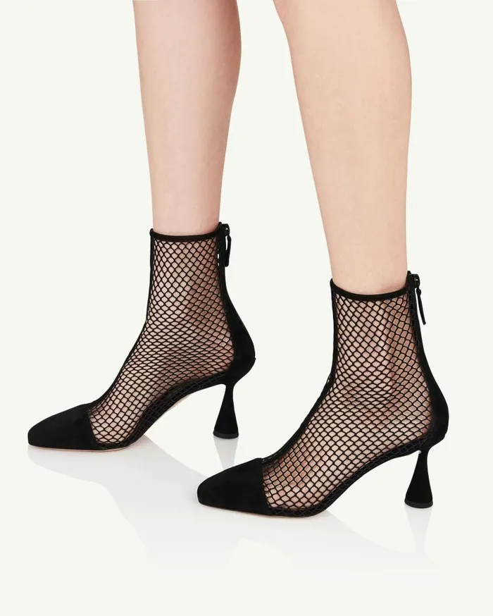 Amore Mesh Bootie 75 Black Women Aquazzura Booties Amore Mesh Bootie 75 Black Women Aquazzura Booties