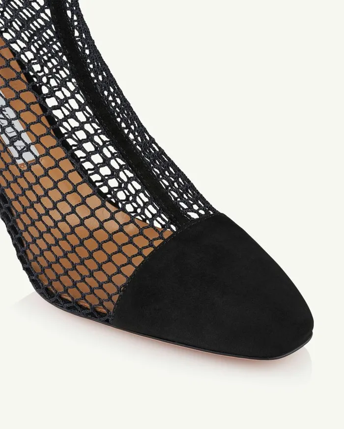 Amore Mesh Bootie 75 Black Women Aquazzura Booties Amore Mesh Bootie 75 Black Women Aquazzura Booties