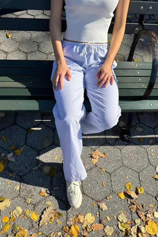 Anastasia Pants Light Blue And White Stripes Women Brandy Melville Sweatpants and Sweatshirts