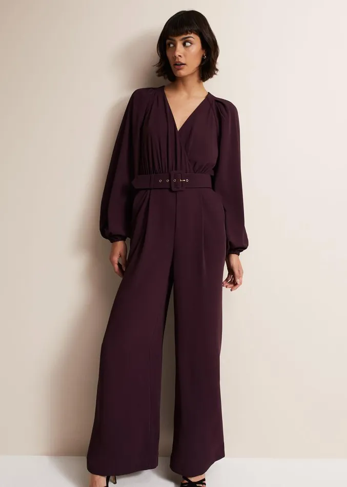 Angelina Burgundy Wide Leg Jumpsuit Burgundy Women Phase Eight Dresses