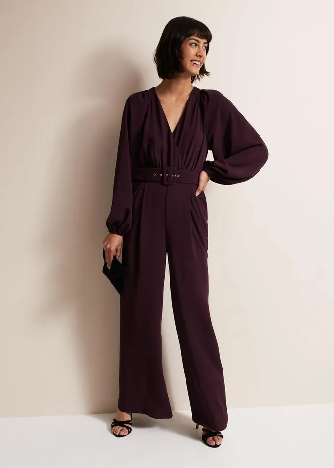 Angelina Burgundy Wide Leg Jumpsuit Burgundy Women Phase Eight Dresses