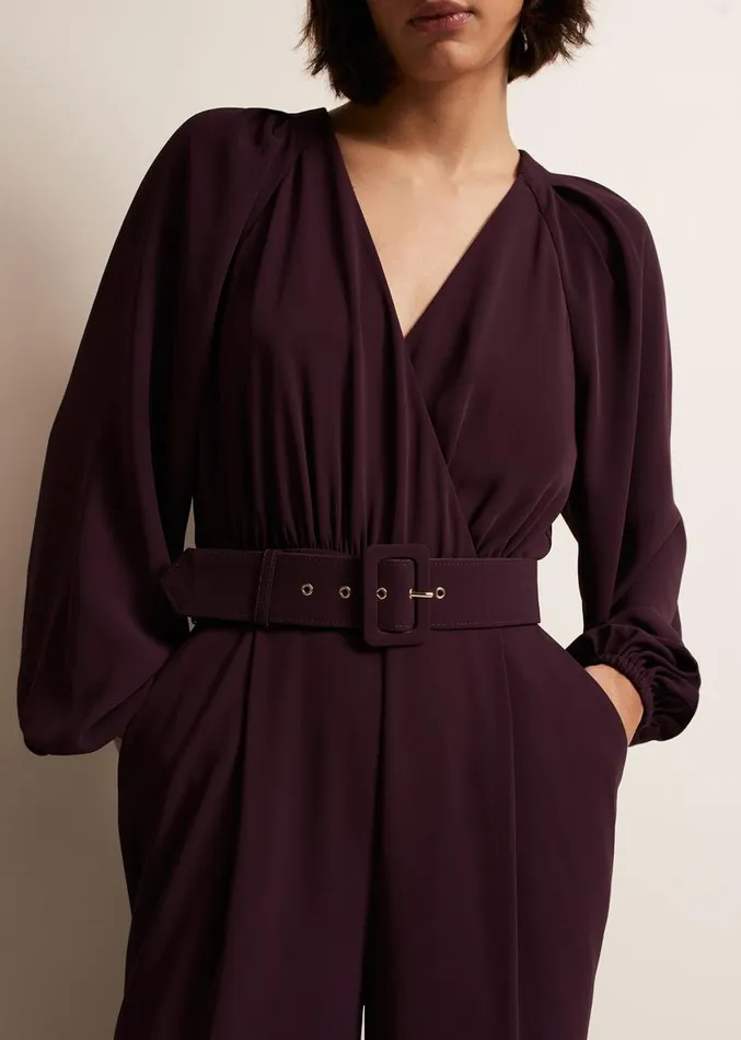 Angelina Burgundy Wide Leg Jumpsuit Burgundy Women Phase Eight Dresses