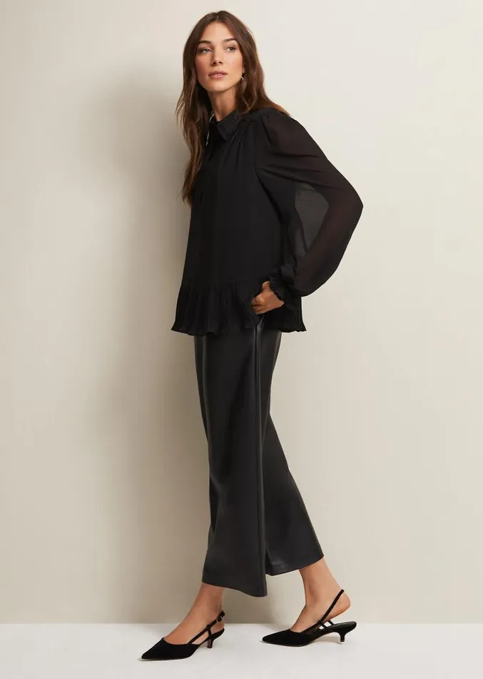 April Black Ruffle Blouse Black Women Phase Eight Shirts and Blouses