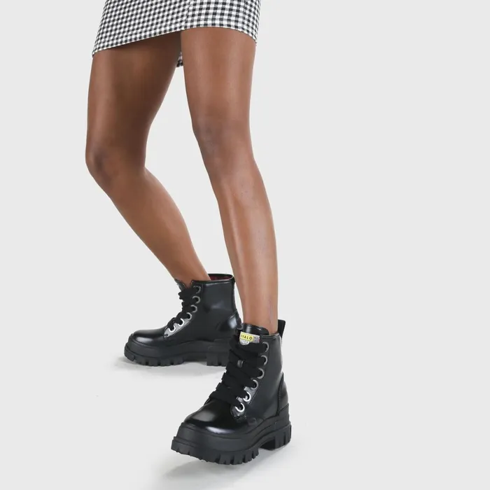 Aspha Laceup Hi Schwarzsilber Buffalo Boots and AnkleBoots