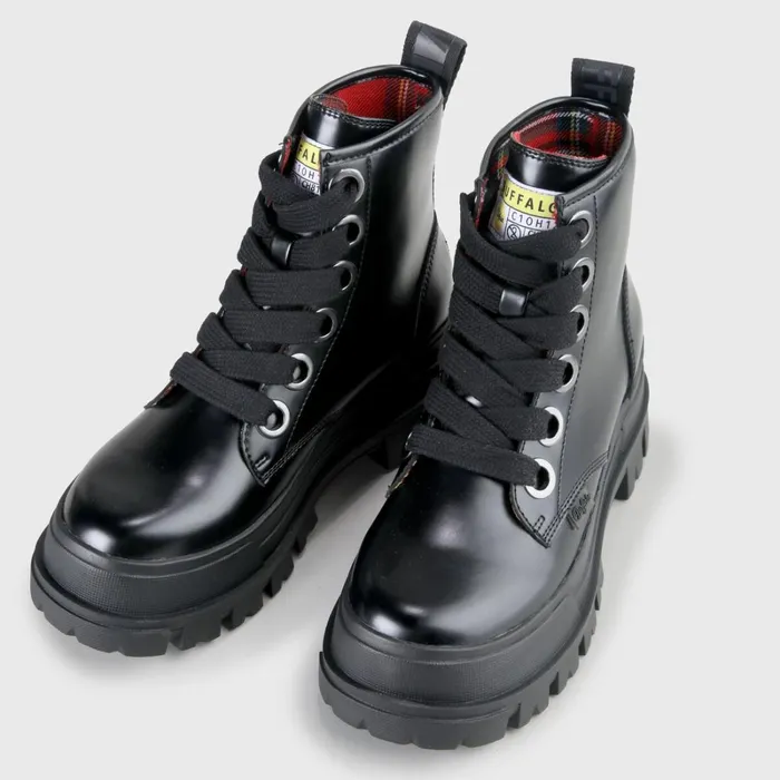 Aspha Laceup Hi Schwarzsilber Buffalo Boots and AnkleBoots
